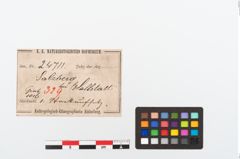 Etikett zu Bronzezierbeil (NHMW-PRAE-024711)